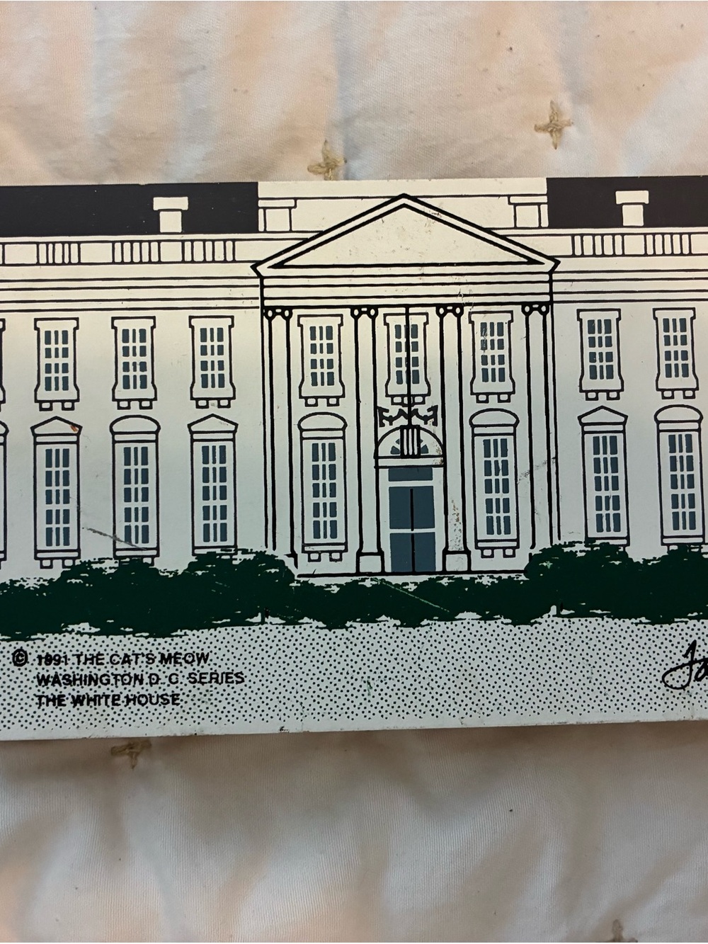 White House Decorative Wall Art - White, Green, Black